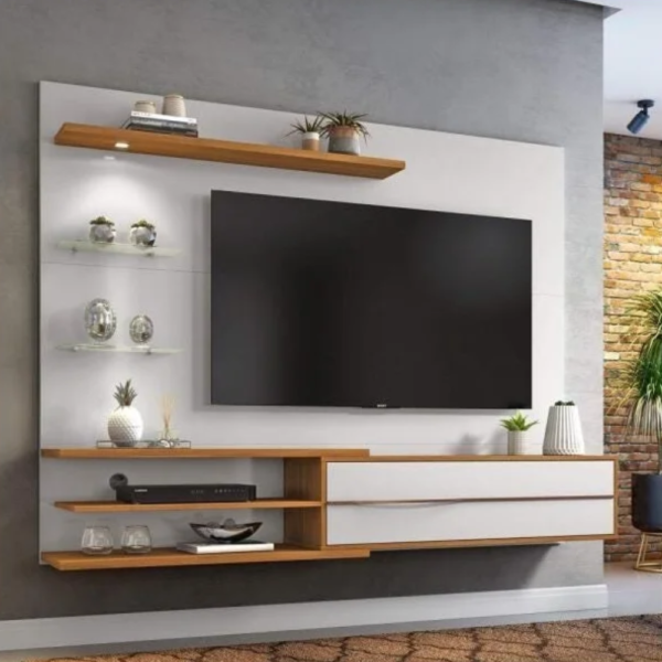 Painel para Tv até 60 Polegadas 180cm Off White/freijó Trend com Lâmpada Led Off White/Freijó